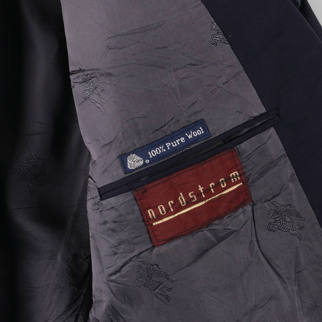 Burberry's peak lapel double-breasted wool tailored jacket, size L wool navy blue type Vintage Second Hand