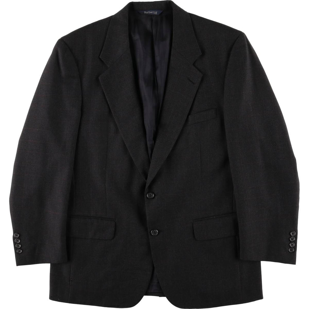 Burberry's Glen Plaid Wool Tailored Jacket, Made in USA, Men's Size L wool gray type Vintage Second Hand