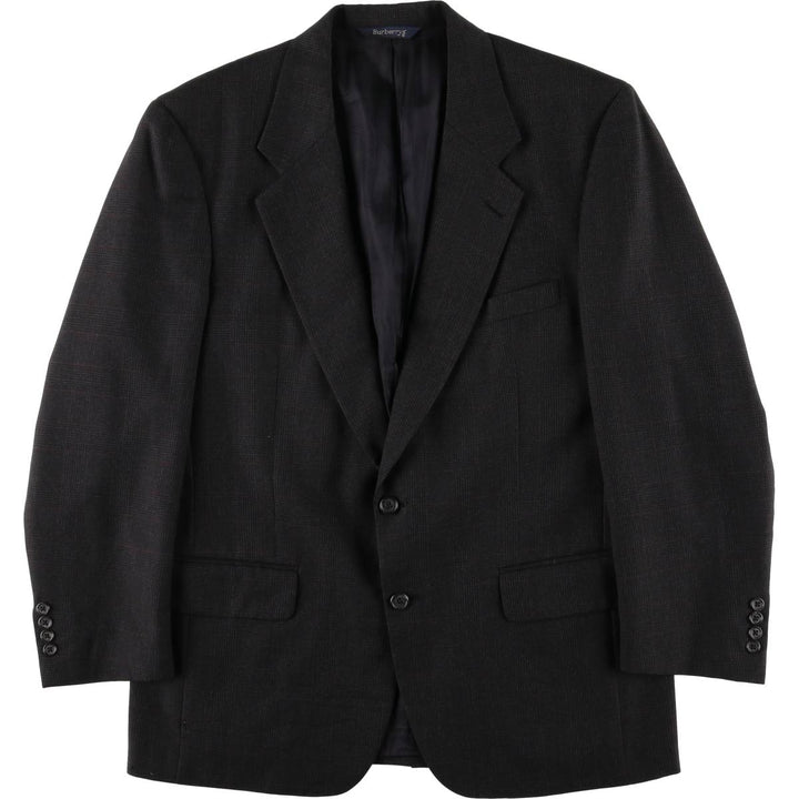 Burberry's Glen Plaid Wool Tailored Jacket, Made in USA, Men's Size L wool gray type Vintage Second Hand