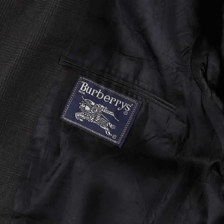 Burberry's Glen Plaid Wool Tailored Jacket, Made in USA, Men's Size L wool gray type Vintage Second Hand