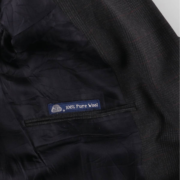 Burberry's Glen Plaid Wool Tailored Jacket, Made in USA, Men's Size L wool gray type Vintage Second Hand