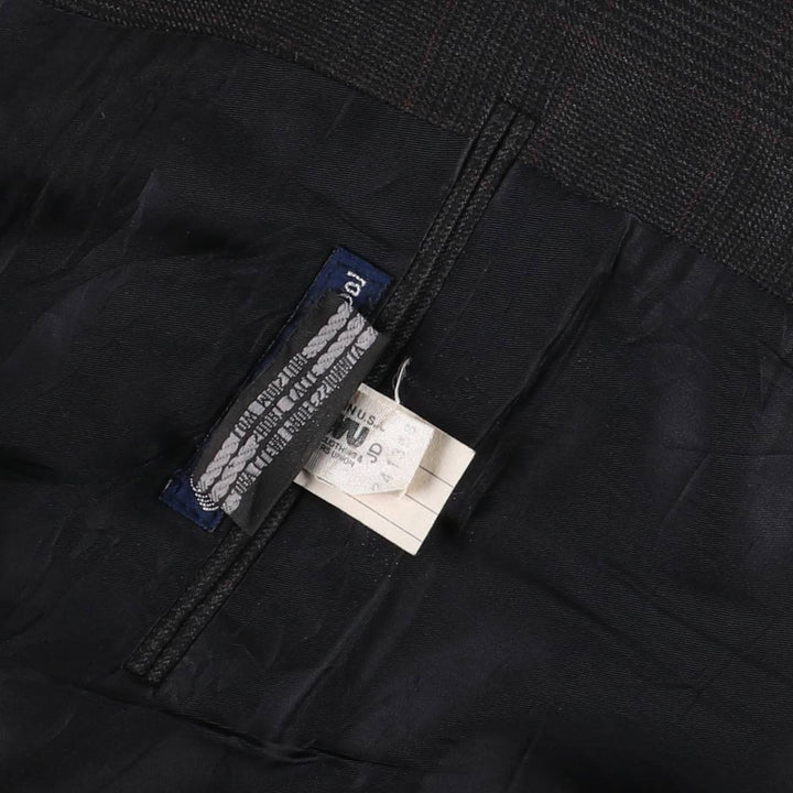 Burberry's Glen Plaid Wool Tailored Jacket, Made in USA, Men's Size L wool gray type Vintage Second Hand