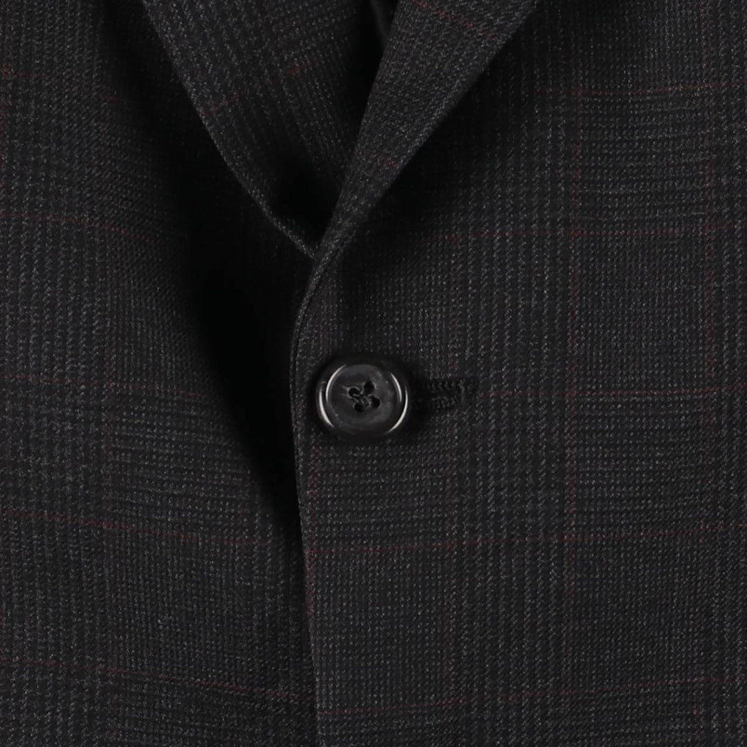 Burberry's Glen Plaid Wool Tailored Jacket, Made in USA, Men's Size L wool gray type Vintage Second Hand