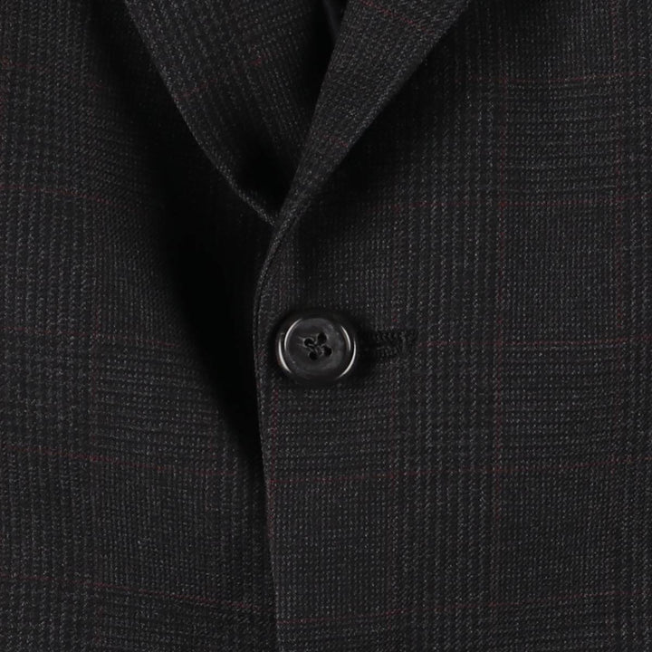 Burberry's Glen Plaid Wool Tailored Jacket, Made in USA, Men's Size L wool gray type Vintage Second Hand