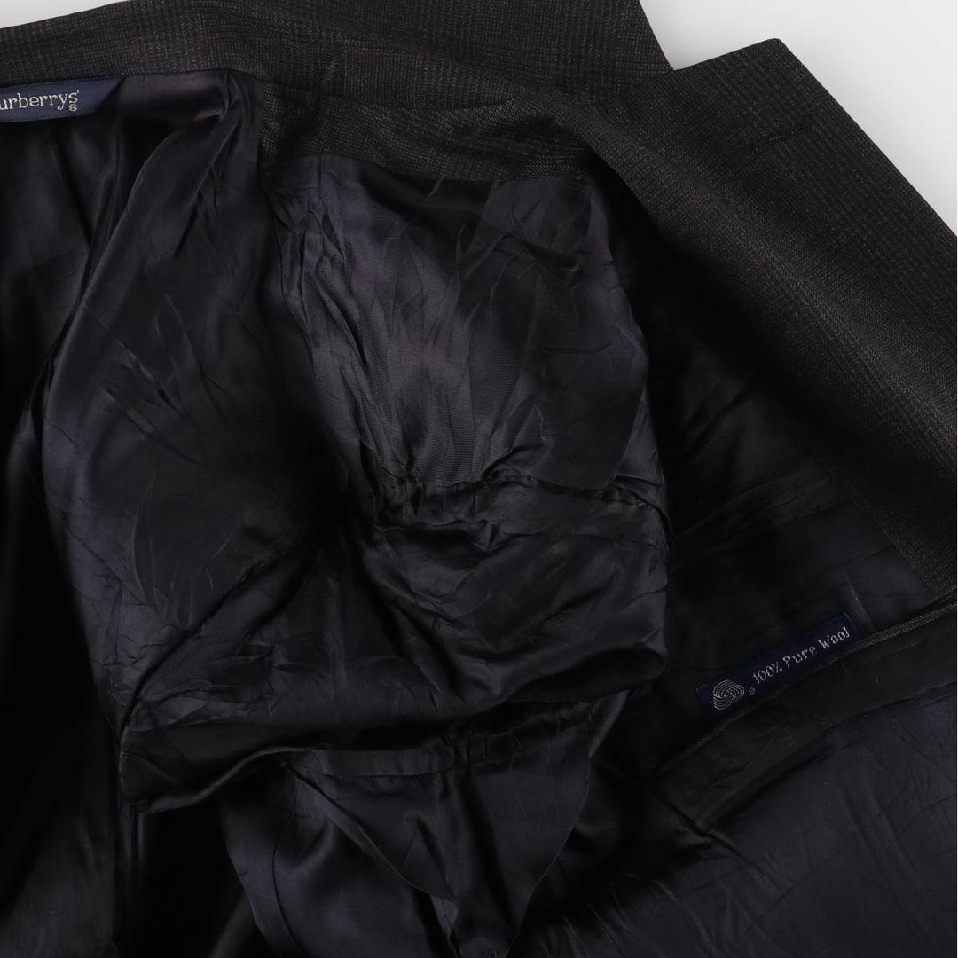 Burberry's Glen Plaid Wool Tailored Jacket, Made in USA, Men's Size L wool gray type Vintage Second Hand