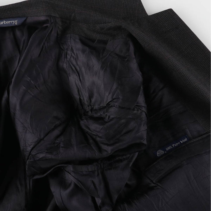 Burberry's Glen Plaid Wool Tailored Jacket, Made in USA, Men's Size L wool gray type Vintage Second Hand