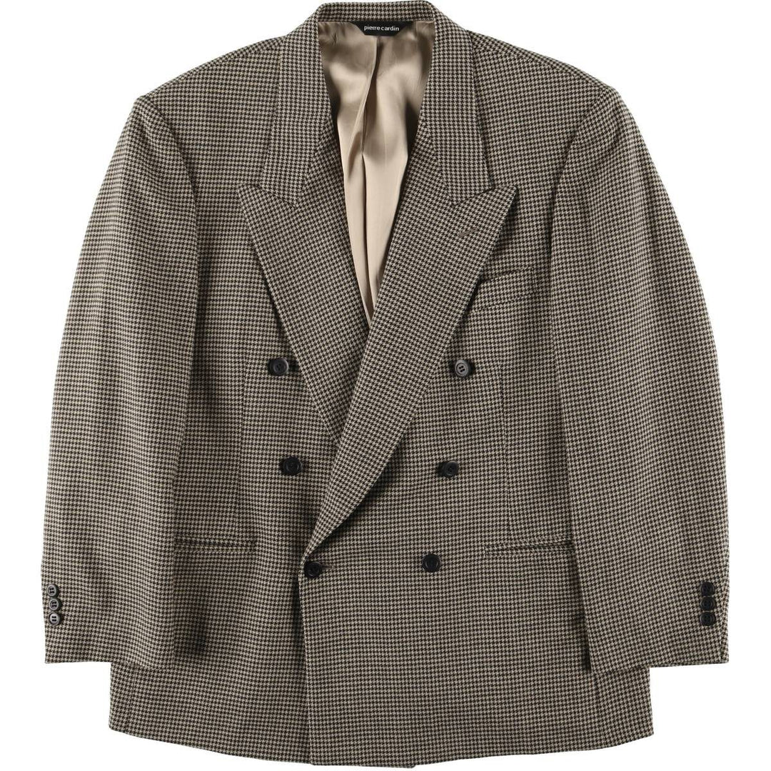 Pierre Cardin Houndstooth Pattern Wool Tailored Jacket, Made in USA, Men's Size Medium unclear Beige type Vintage Second Hand