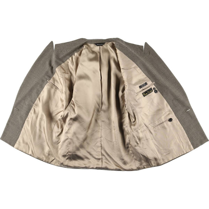 Pierre Cardin Houndstooth Pattern Wool Tailored Jacket, Made in USA, Men's Size Medium unclear Beige type Vintage Second Hand