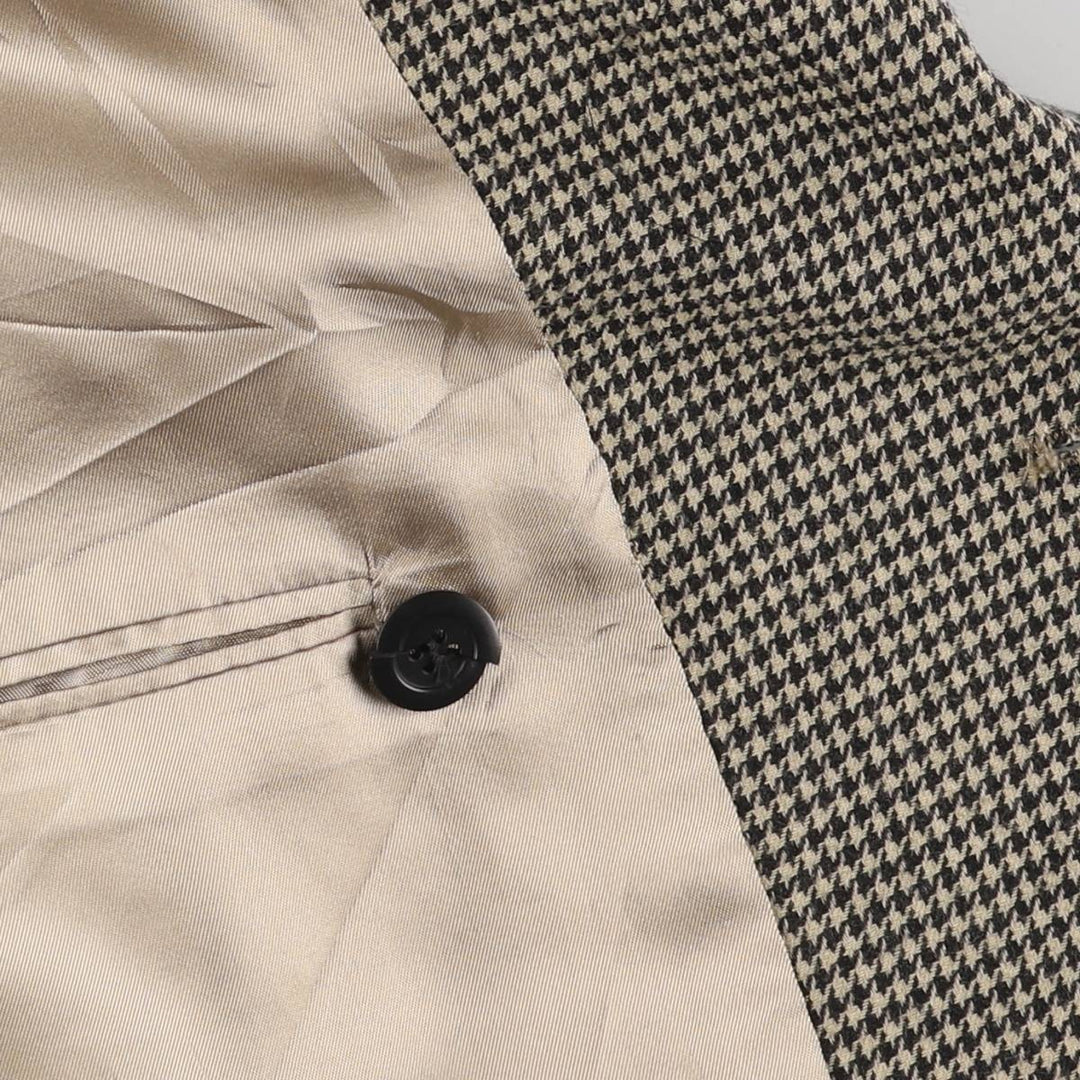 Pierre Cardin Houndstooth Pattern Wool Tailored Jacket, Made in USA, Men's Size Medium unclear Beige type Vintage Second Hand