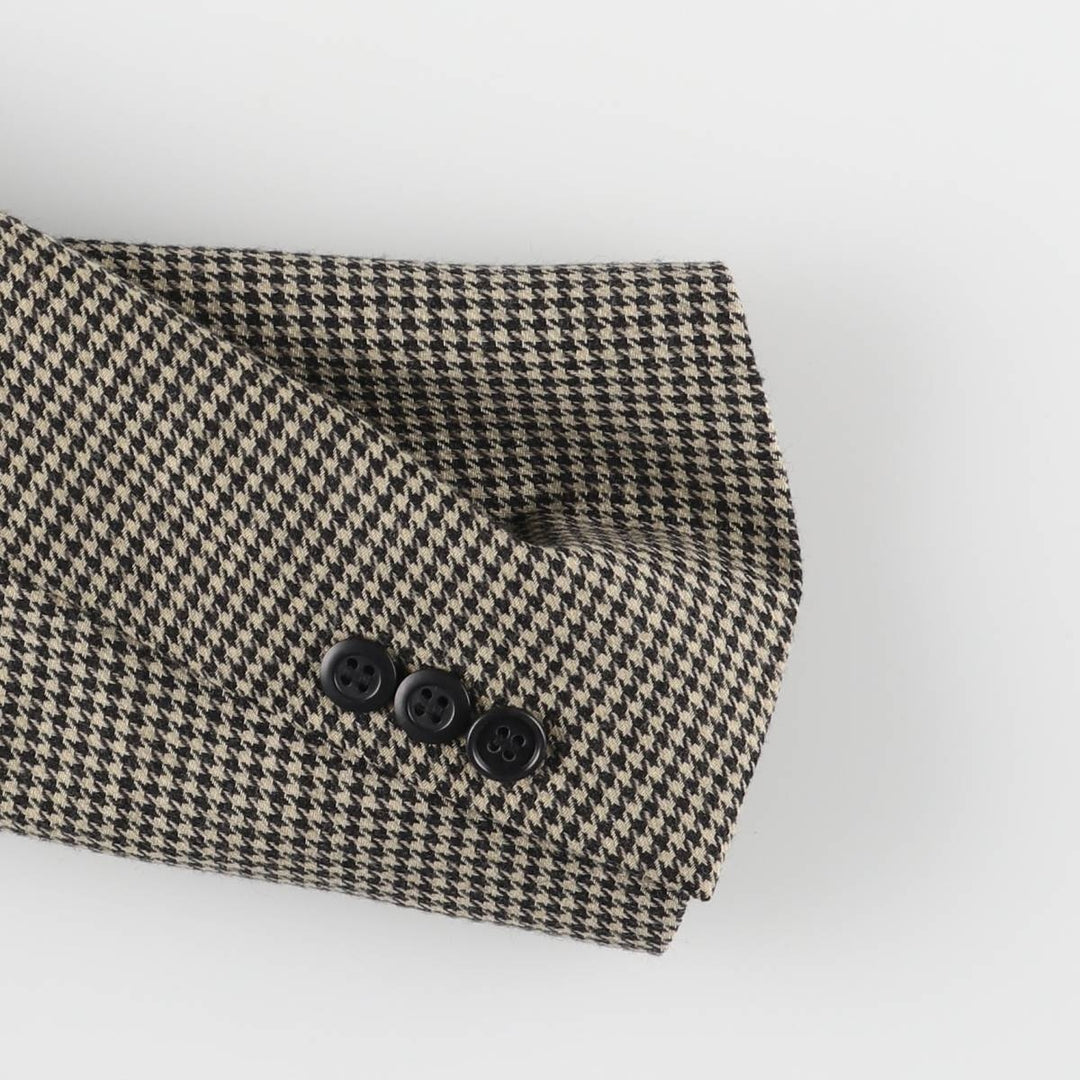 Pierre Cardin Houndstooth Pattern Wool Tailored Jacket, Made in USA, Men's Size Medium unclear Beige type Vintage Second Hand