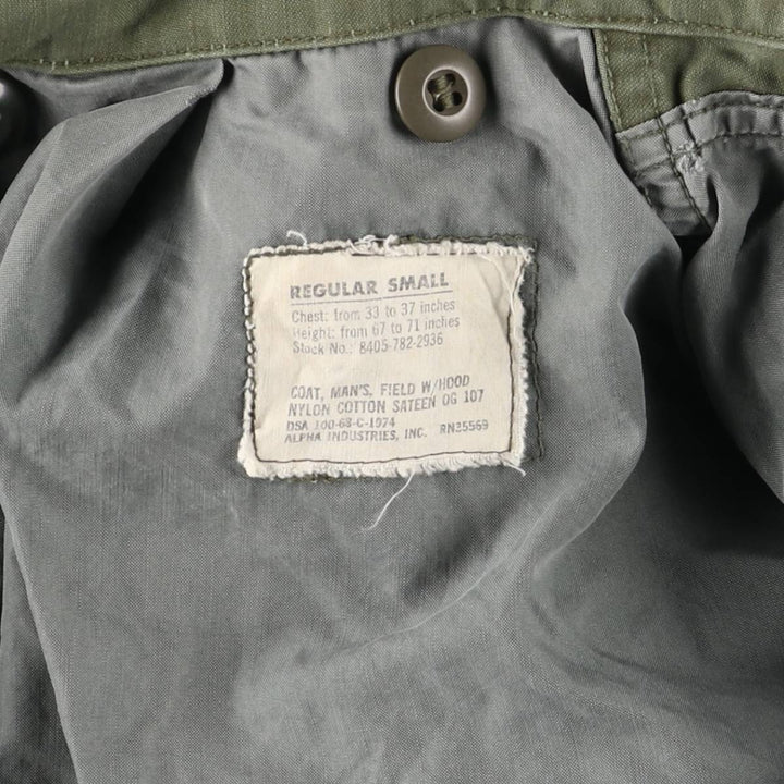 Authentic 1960'S US Military M-65 Field Jacket, Made in USA, Regular Small, Men's Size Medium unclear Khaki type Vintage Second Hand