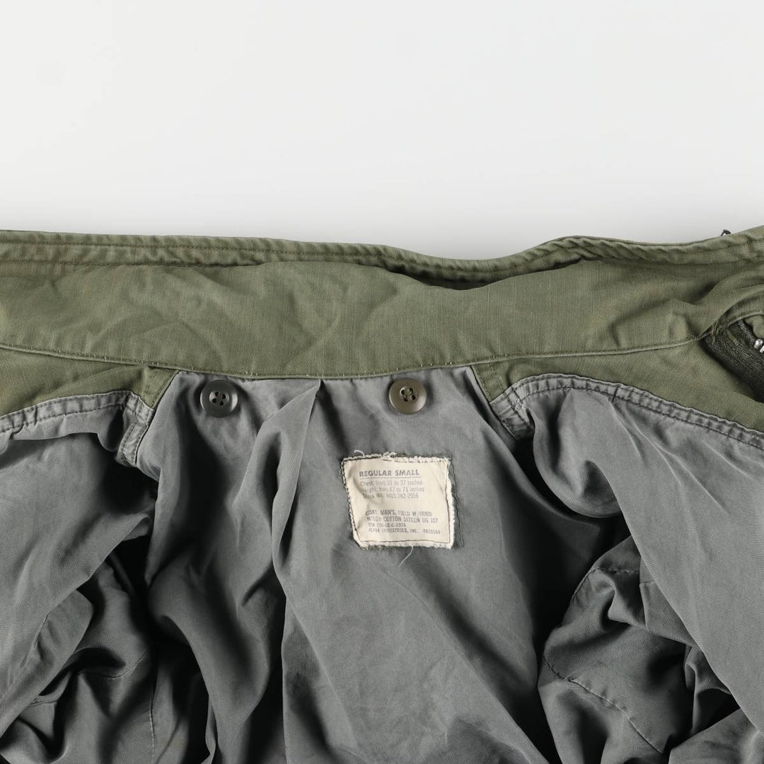 Authentic 1960'S US Military M-65 Field Jacket, Made in USA, Regular Small, Men's Size Medium unclear Khaki type Vintage Second Hand