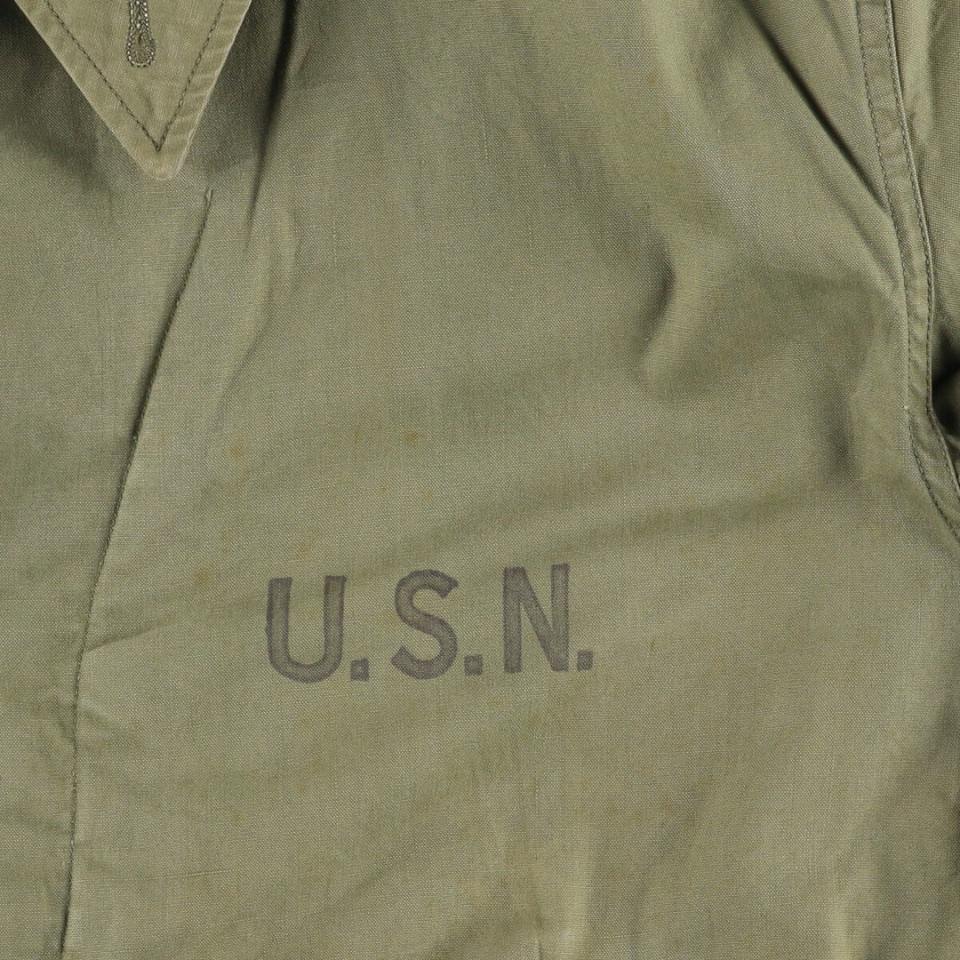 Vintage US Navy N-4 Stenciled Military Deck Jacket, Men's Size L unclear Khaki type sage green Vintage Second Hand