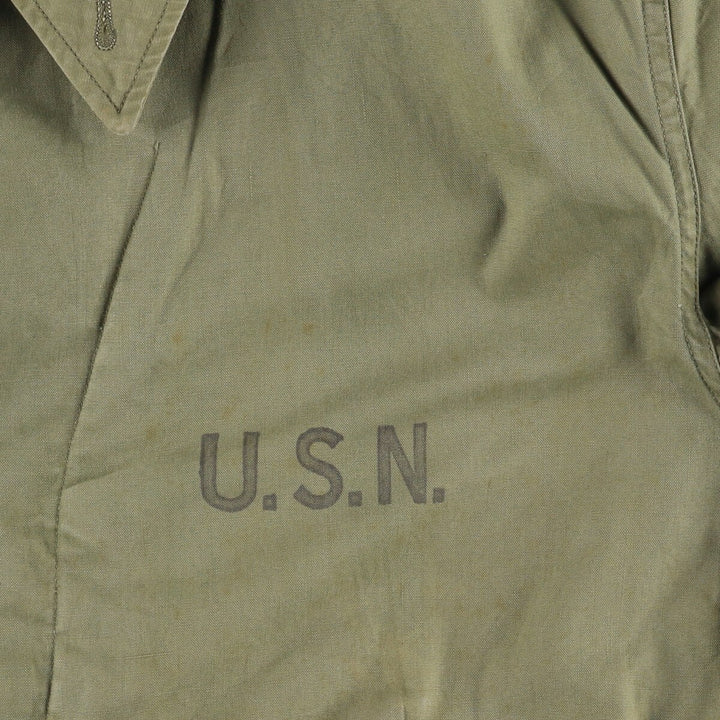 Vintage US Navy N-4 Stenciled Military Deck Jacket, Men's Size L unclear Khaki type sage green Vintage Second Hand