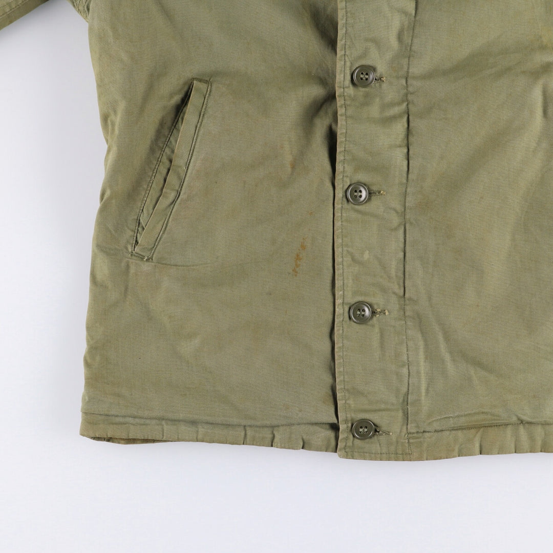 Vintage US Navy N-4 Stenciled Military Deck Jacket, Men's Size L unclear Khaki type sage green Vintage Second Hand