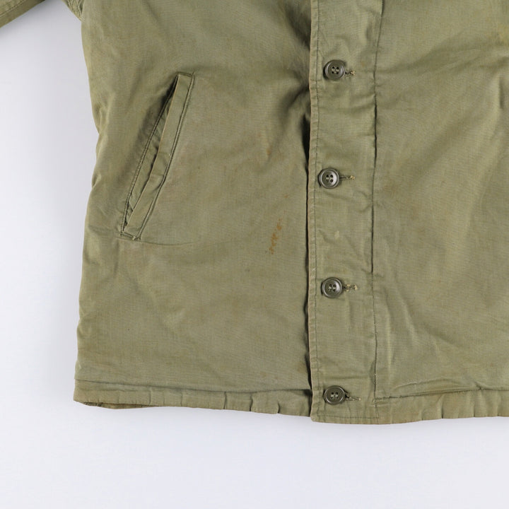 Vintage US Navy N-4 Stenciled Military Deck Jacket, Men's Size L unclear Khaki type sage green Vintage Second Hand