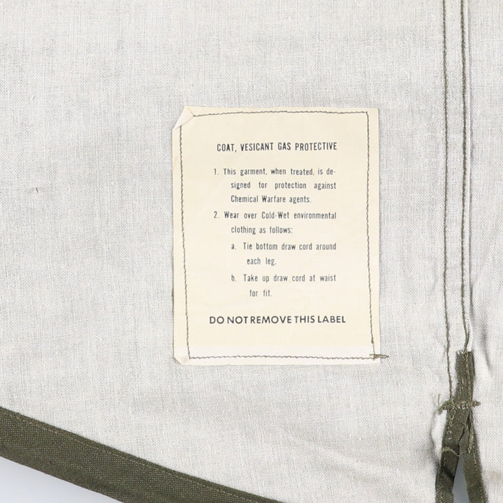 Vintage 1960'S Gas Protective Coat, Military Coat, Made in USA, Medium, Men's Size M unclear Khaki type Vintage Second Hand