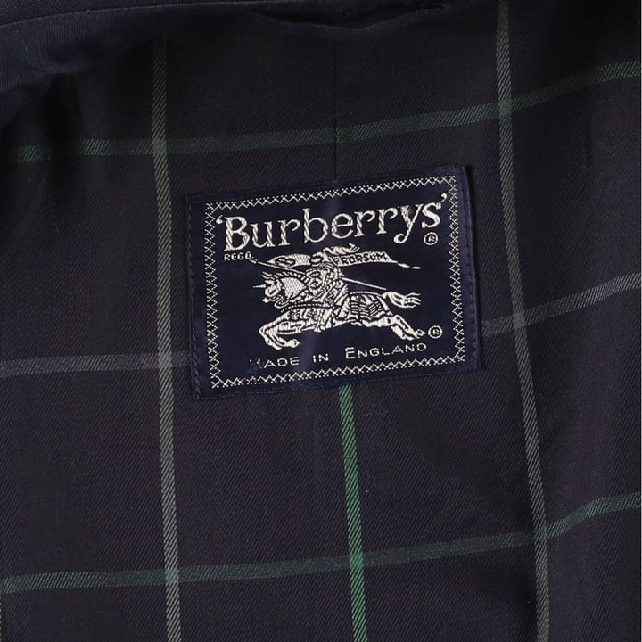 Burberry's Balmacaan Coat, Made in England, Men's Size L cotton navy blue type Vintage Second Hand