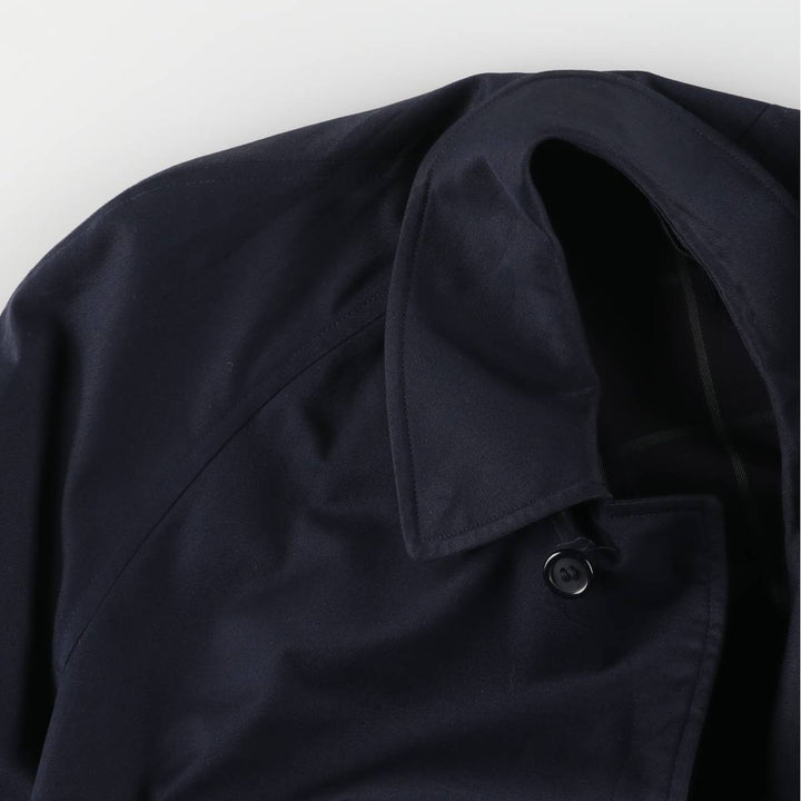Burberry's Balmacaan Coat, Made in England, Men's Size L cotton navy blue type Vintage Second Hand