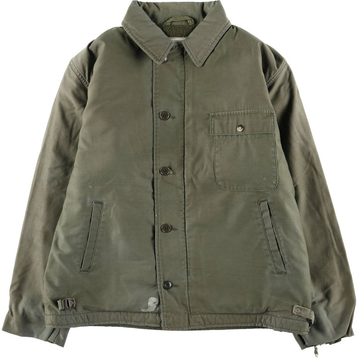 1980'S US Military A-2 Deck Jacket, Made in USA, Large (42-44), Men's Size L, Vintage Nylon Khaki type sage green Vintage Second Hand
