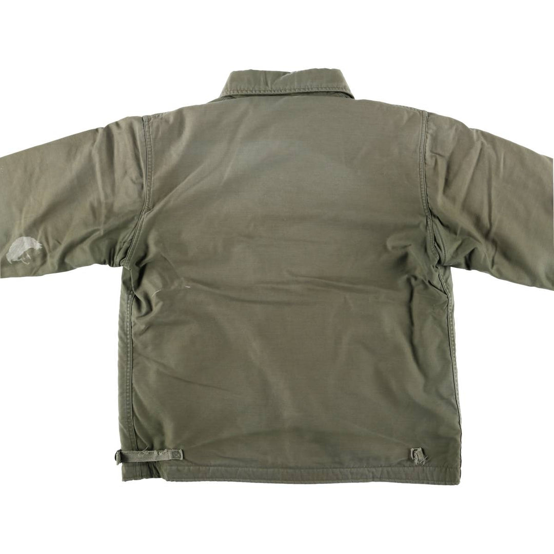 1980'S US Military A-2 Deck Jacket, Made in USA, Large (42-44), Men's Size L, Vintage Nylon Khaki type sage green Vintage Second Hand