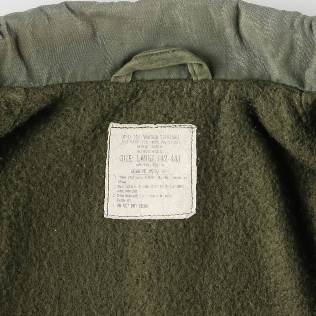 1980'S US Military A-2 Deck Jacket, Made in USA, Large (42-44), Men's Size L, Vintage Nylon Khaki type sage green Vintage Second Hand