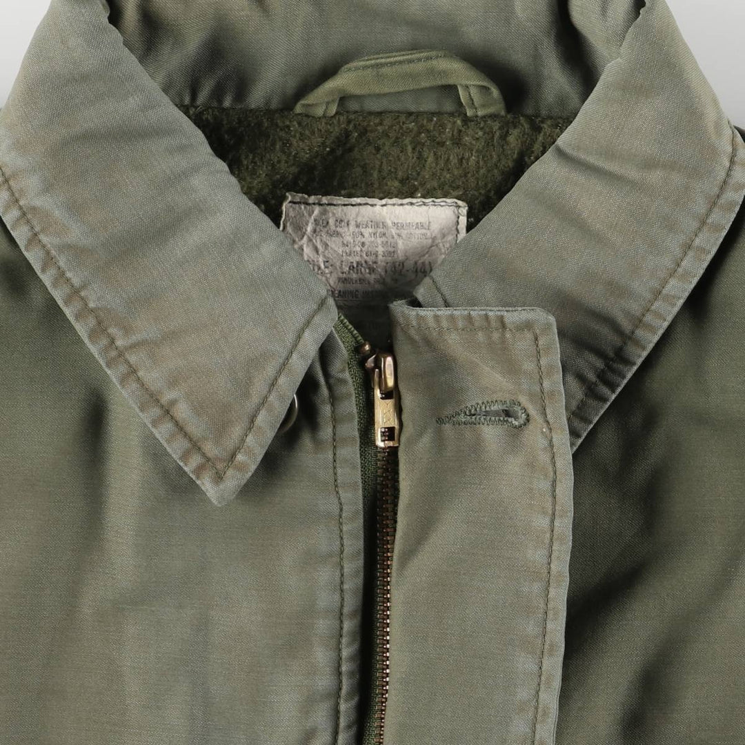 1980'S US Military A-2 Deck Jacket, Made in USA, Large (42-44), Men's Size L, Vintage Nylon Khaki type sage green Vintage Second Hand