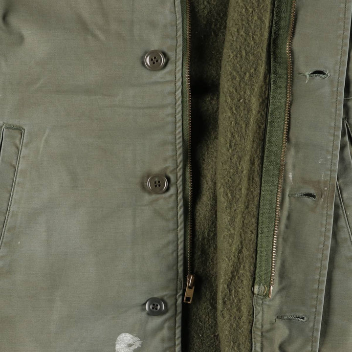 1980'S US Military A-2 Deck Jacket, Made in USA, Large (42-44), Men's Size L, Vintage Nylon Khaki type sage green Vintage Second Hand