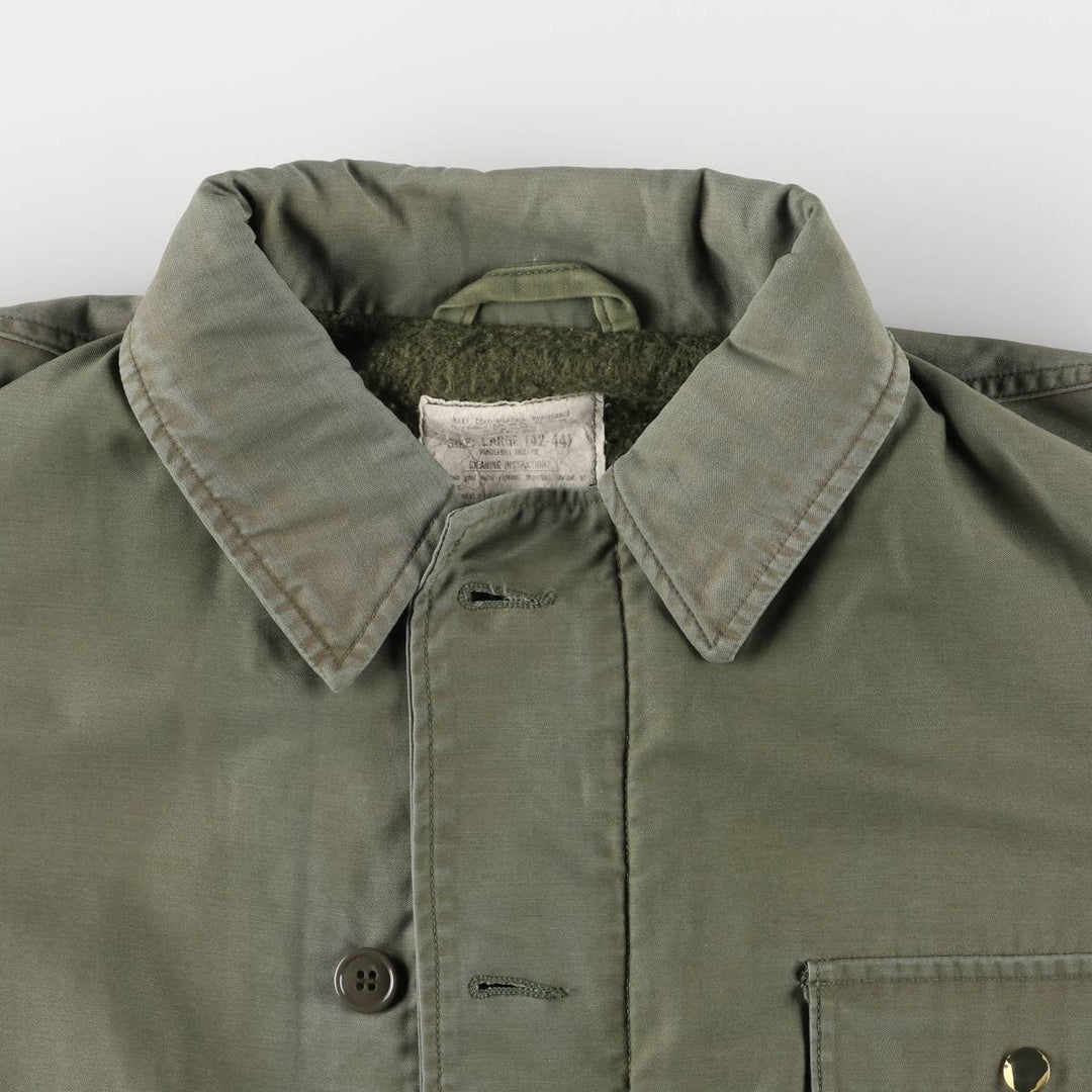 1980'S US Military A-2 Deck Jacket, Made in USA, Large (42-44), Men's Size L, Vintage Nylon Khaki type sage green Vintage Second Hand