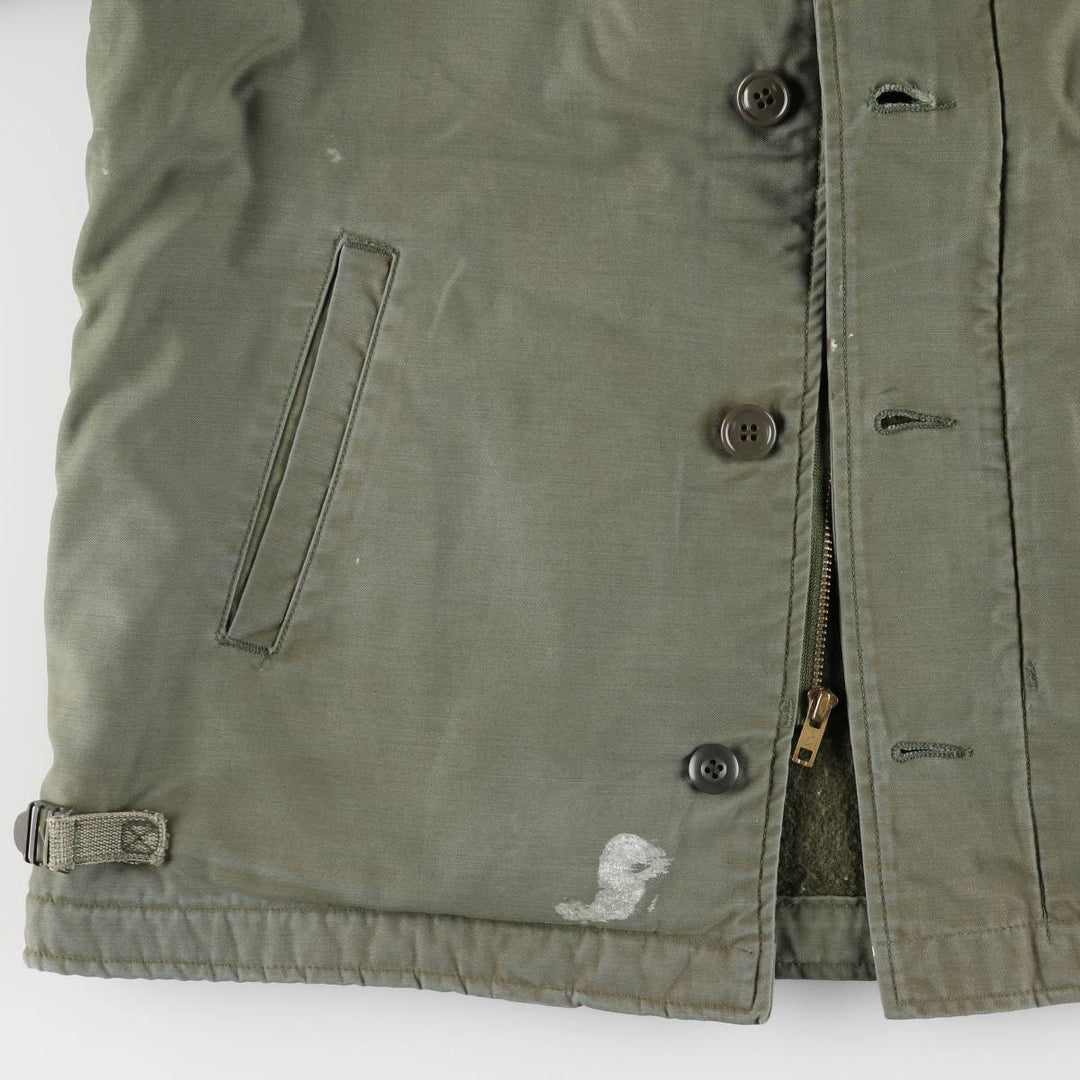 1980'S US Military A-2 Deck Jacket, Made in USA, Large (42-44), Men's Size L, Vintage Nylon Khaki type sage green Vintage Second Hand