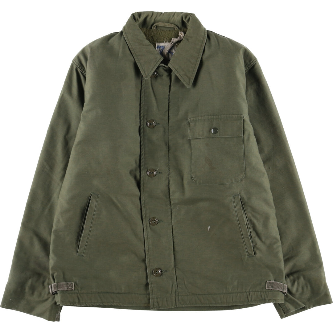 Vintage military A-2 deck jacket, men's size L Nylon Khaki type Vintage Second Hand
