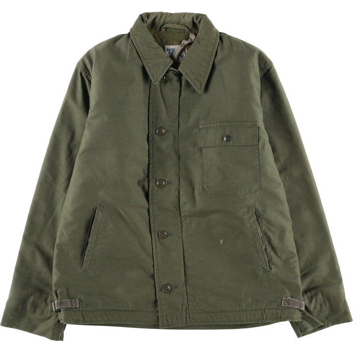 Vintage military A-2 deck jacket, men's size L Nylon Khaki type Vintage Second Hand