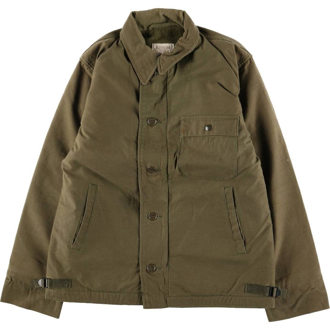 Authentic 1980'S US Navy A-2 Deck Jacket with Back Stencil, Made in USA, Medium (38-40), Men's Size M Nylon Khaki type Vintage Second Hand