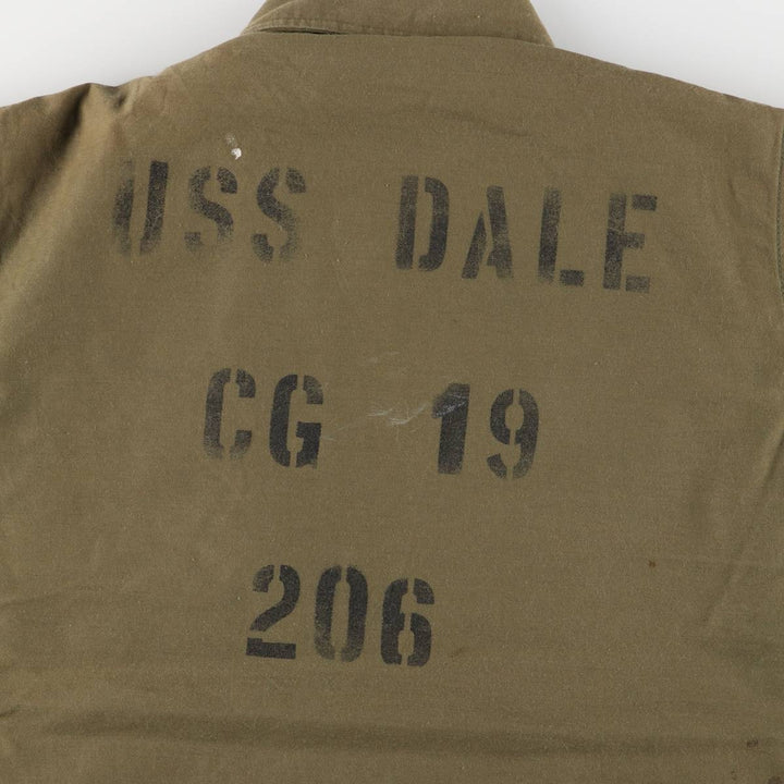 Authentic 1980'S US Navy A-2 Deck Jacket with Back Stencil, Made in USA, Medium (38-40), Men's Size M Nylon Khaki type Vintage Second Hand