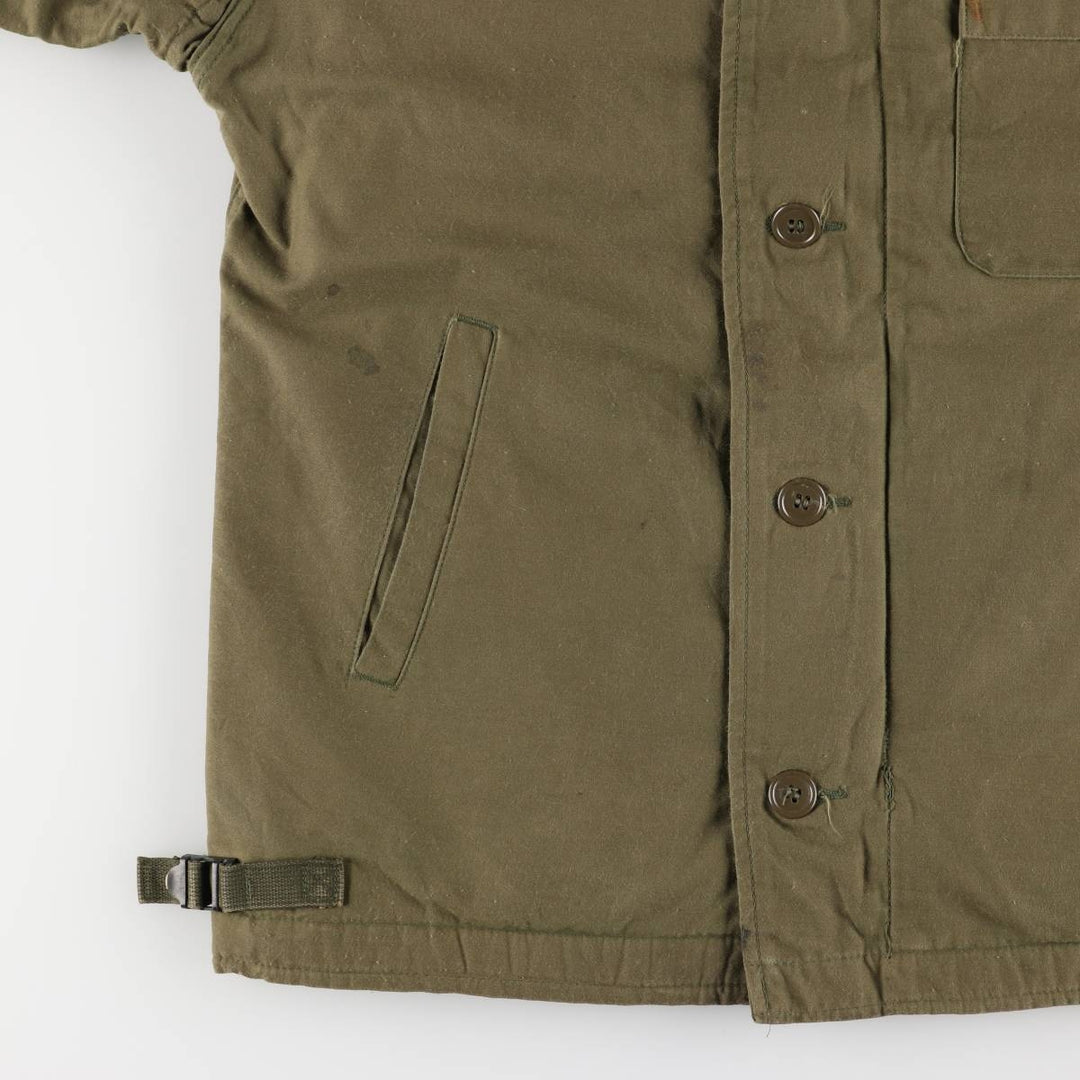 Authentic 1980'S US Navy A-2 Deck Jacket with Back Stencil, Made in USA, Medium (38-40), Men's Size M Nylon Khaki type Vintage Second Hand