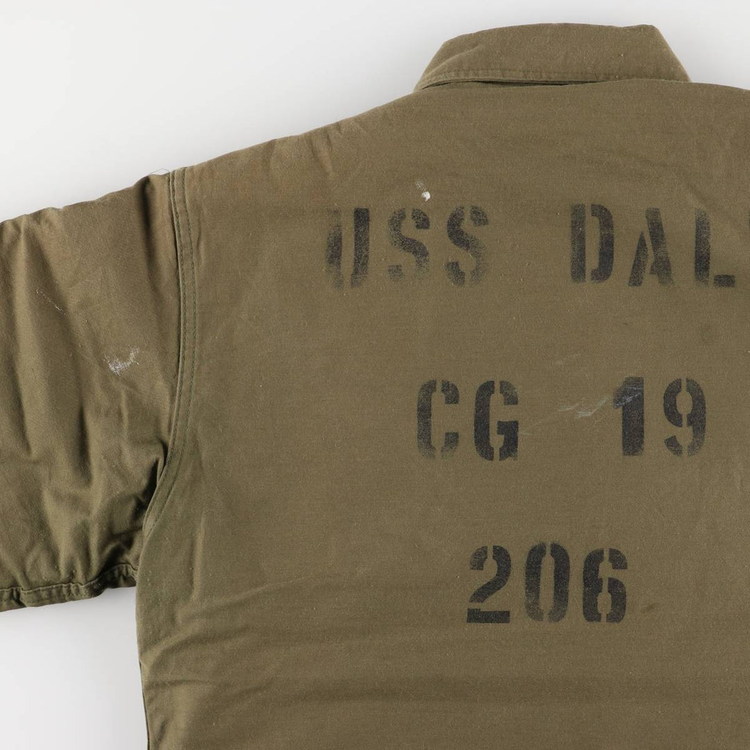 Authentic 1980'S US Navy A-2 Deck Jacket with Back Stencil, Made in USA, Medium (38-40), Men's Size M Nylon Khaki type Vintage Second Hand