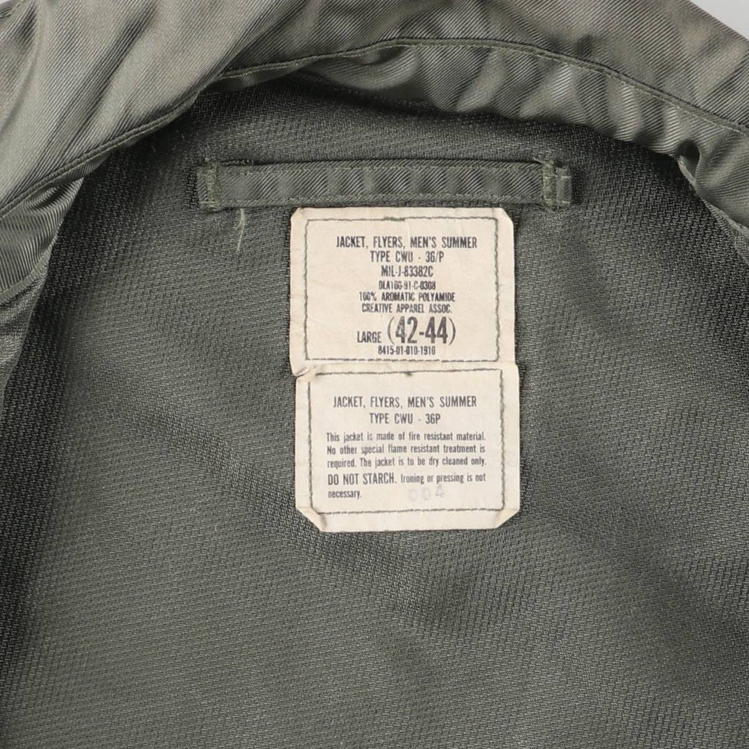 90's US military actual product CWU-36 Aromatic polyamide Khaki type Vintage Second Hand
