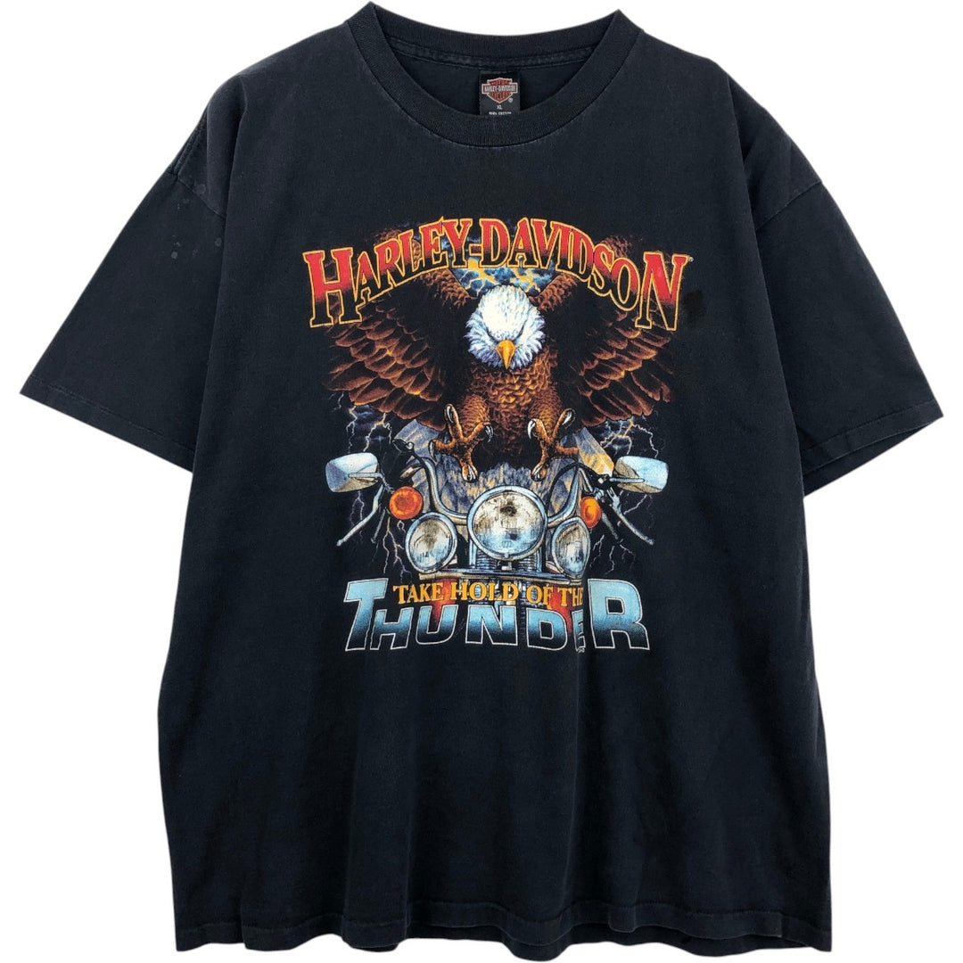 90'S Harley-Davidson Eagle Pattern Motorcycle Bike T-shirt Made in USA Men's XL cotton black type Vintage Second Hand