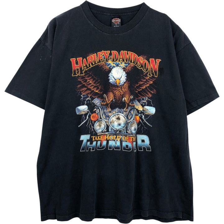 90'S Harley-Davidson Eagle Pattern Motorcycle Bike T-shirt Made in USA Men's XL cotton black type Vintage Second Hand