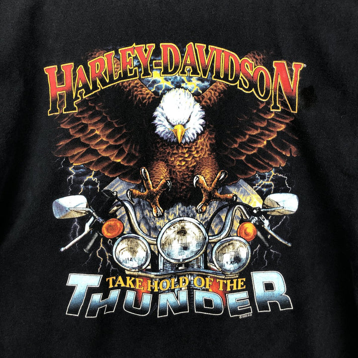 90'S Harley-Davidson Eagle Pattern Motorcycle Bike T-shirt Made in USA Men's XL cotton black type Vintage Second Hand