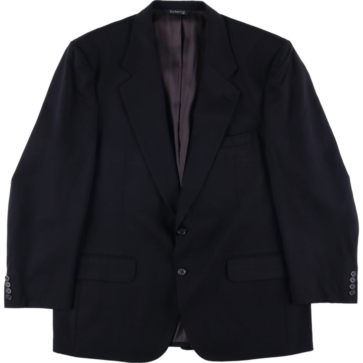 Burberry's wool tailored jacket, men's size L wool navy blue type Vintage Second Hand