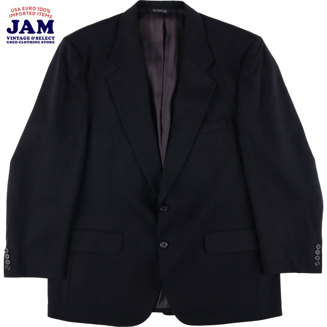 Burberry's wool tailored jacket, men's size L wool navy blue type Vintage Second Hand