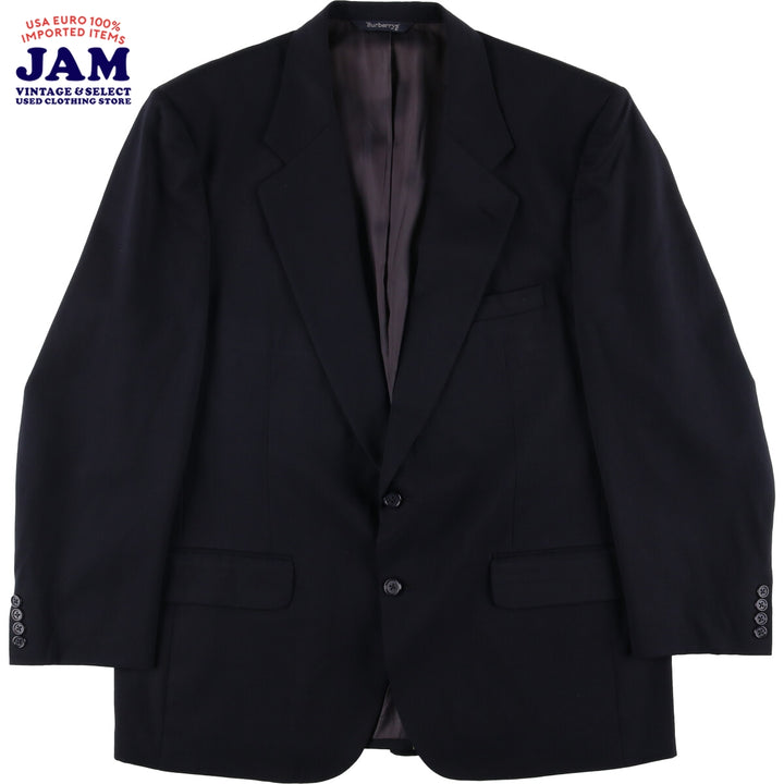 Burberry's wool tailored jacket, men's size L wool navy blue type Vintage Second Hand