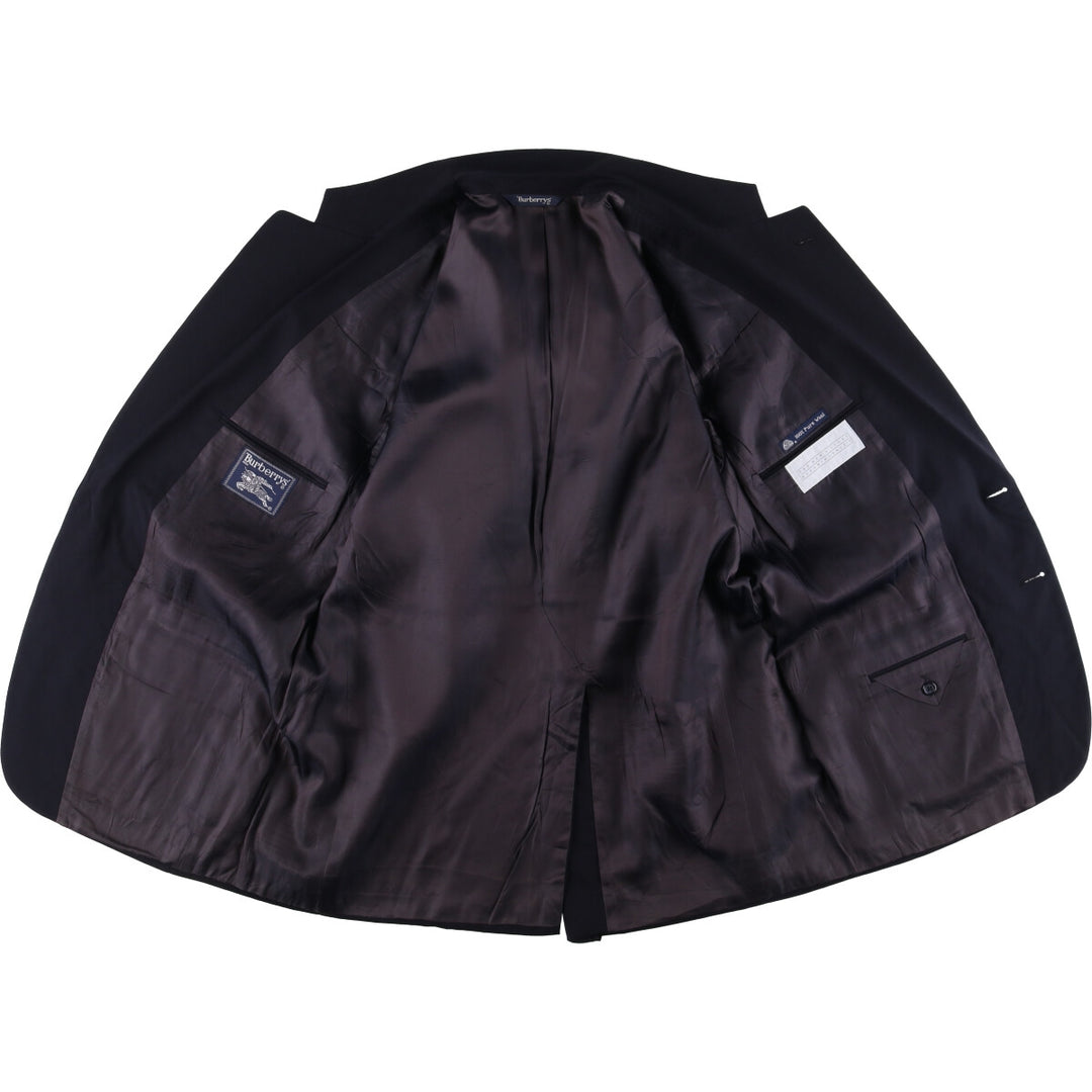 Burberry's wool tailored jacket, men's size L wool navy blue type Vintage Second Hand