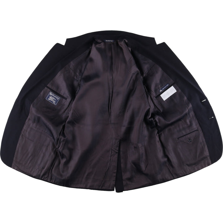 Burberry's wool tailored jacket, men's size L wool navy blue type Vintage Second Hand