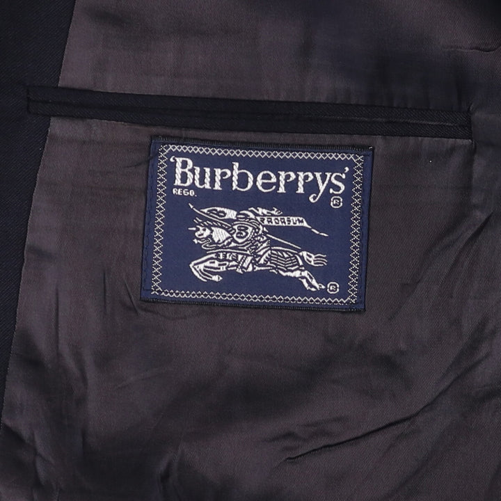 Burberry's wool tailored jacket, men's size L wool navy blue type Vintage Second Hand