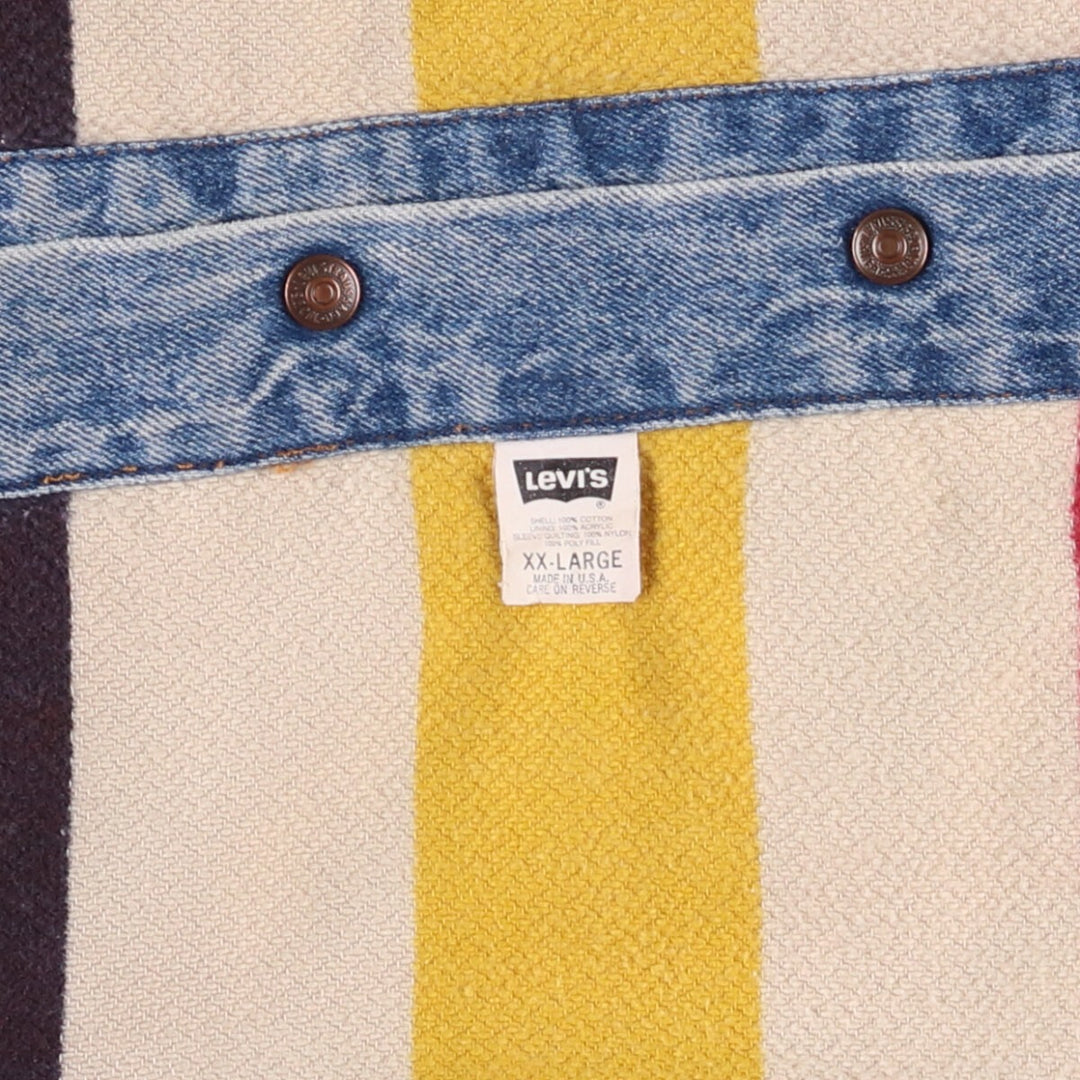 90'S Levi's 70617-0291 Striped Reversible Denim Jacket, Made in USA, Men's XXL, Vintage cotton Blue type light blue Vintage Second Hand