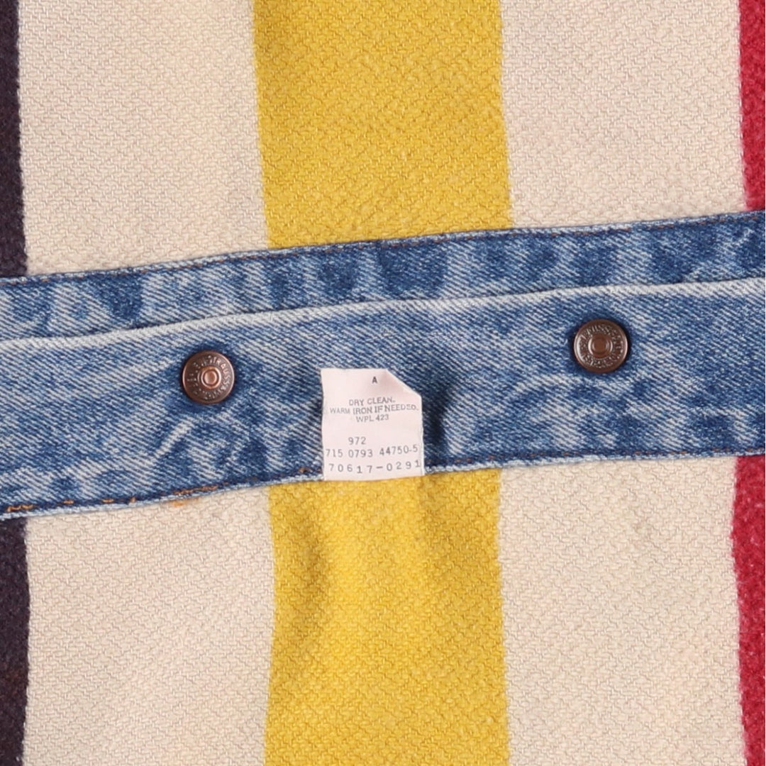90'S Levi's 70617-0291 Striped Reversible Denim Jacket, Made in USA, Men's XXL, Vintage cotton Blue type light blue Vintage Second Hand