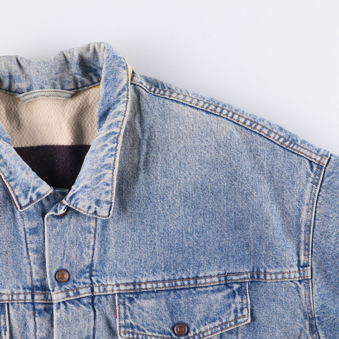 90'S Levi's 70617-0291 Striped Reversible Denim Jacket, Made in USA, Men's XXL, Vintage cotton Blue type light blue Vintage Second Hand