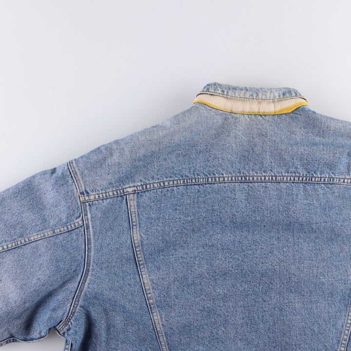 90'S Levi's 70617-0291 Striped Reversible Denim Jacket, Made in USA, Men's XXL, Vintage cotton Blue type light blue Vintage Second Hand